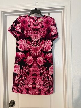 Michael Kors Pink and Black Floral Shift Dress